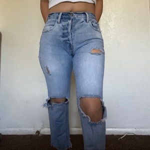 GAP high waisted staright jeans with rips